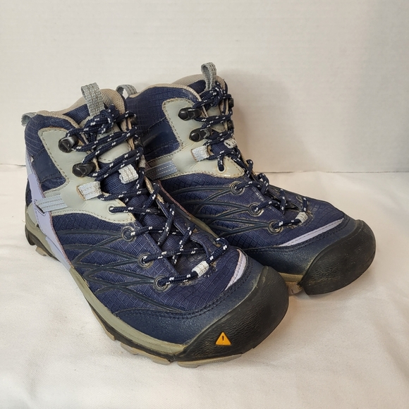 Keen women Marshall mid waterproof cushion collar hiking boot blue+grey Sz 7 - Picture 2 of 16